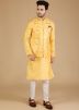 Yellow Kurta Pajama With Embroidered Nehru Jacket