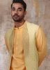 Yellow Embroidered Kurta Pajama With Jacket