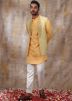 Yellow Embroidered Kurta Pajama With Jacket
