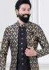 Black Woven Jacket Style Indo Western Sherwani Set