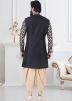 Black Woven Jacket Style Indo Western Sherwani Set