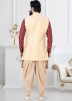 Golden Jacket Style Woven Indo Western Sherwani Set