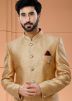 Golden Woven Bandhgala Jodhpuri Suit In Jacquard