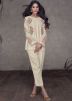 Cream Embroidered Co-Ord Silk Set 