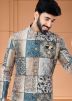 Multicolor Mens Printed Indo Western Sherwani Set