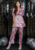 Silver Floral Printed Co-ord Set In Satin
