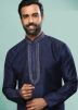 Blue Mirror Worked Mens Kurta Pajama Set