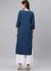Blue Readymade Laced Rayon Kurta