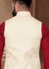 Maroon Readymade Kurta With Nehru Jacket 