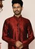 Maroon Brocade Kurta With Pajama