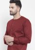 Maroon Readymade Asymmetric Kurta With Dhoti