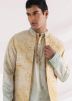 Multicolor Silk Kurta Pajama With Printed Jacket