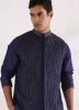 Blue Thread Embroidered Kurta Pajama With Nehru Jacket