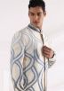 White Thread Embroidered Indo Western Sherwani With Pant