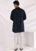 Blue Cowl Style Asymmetric Kurta Pajama Set