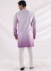 Shaded Purple Silk Kurta Pajama With Thread Embroidery