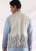 White Thread & Bead Embroidered Nehru Jacket