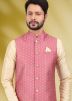 Cream Readymade Kurta Pajama & Nehru Jacket