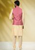 Cream Readymade Kurta Pajama & Nehru Jacket