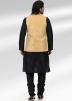 Black Kurta Pajama With Woven Nehru Jacket