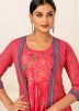 Red jacket Style Printed Cotton Kurta
