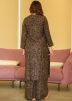 Brown Readymade Cotton Palazzo Kurta Set In Print