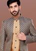 Brown Jacket Style Sherwani With Dhoti