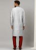Grey Thread Embroidered Readymade Kurta