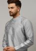 Grey Woven Dupion Silk Kurta