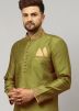 Readymade Green Woven Indo Western Sherwani