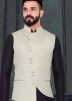 Off-White Asymmetric Nehru Jacket In Woven Work