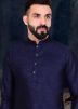 Navy Blue Kurta With White Nehru Jacket