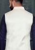 Navy Blue Kurta With White Nehru Jacket