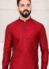 Maroon Silk Kurta & Woven Nehru Jacket