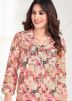 Peach Printed Co-ords Set In Rayon