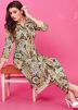 Multicolor Readymade Front Slit Rayon Kurta Set In  Digital Print