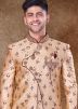 Orange Overlapped Woven Sherwani Set