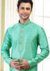 Green Embroidered Mens Kurta Pajama Set
