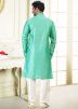 Green Embroidered Mens Kurta Pajama Set