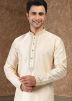 Cream Woven Mens Kurta Pajama Set