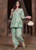 Turquoise Printed Co-ord Set In Rayon