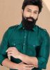 Green Color Dupion Silk Readymade Pathani Suit