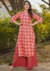 Red Kurta & Palazzo In Digital Print