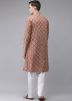 Beige Printed Kurta Pajama For Mens