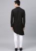 Readymade Black Asymmetric Mens Kurta Pajama