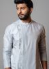 Grey Embroidered Kurta Pajama In Art Silk