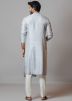 Grey Embroidered Kurta Pajama In Art Silk