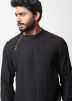 Black Asymmetric Kurta Pajama In Reyon