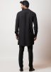 Black Asymmetric Kurta Pajama In Reyon