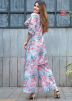 Light Blue Floral Print Cotton Co-Ord Set